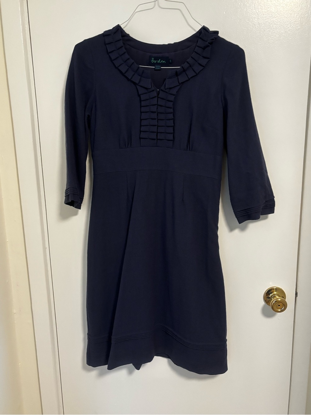 Boden Navy Ruffle-Front Dress